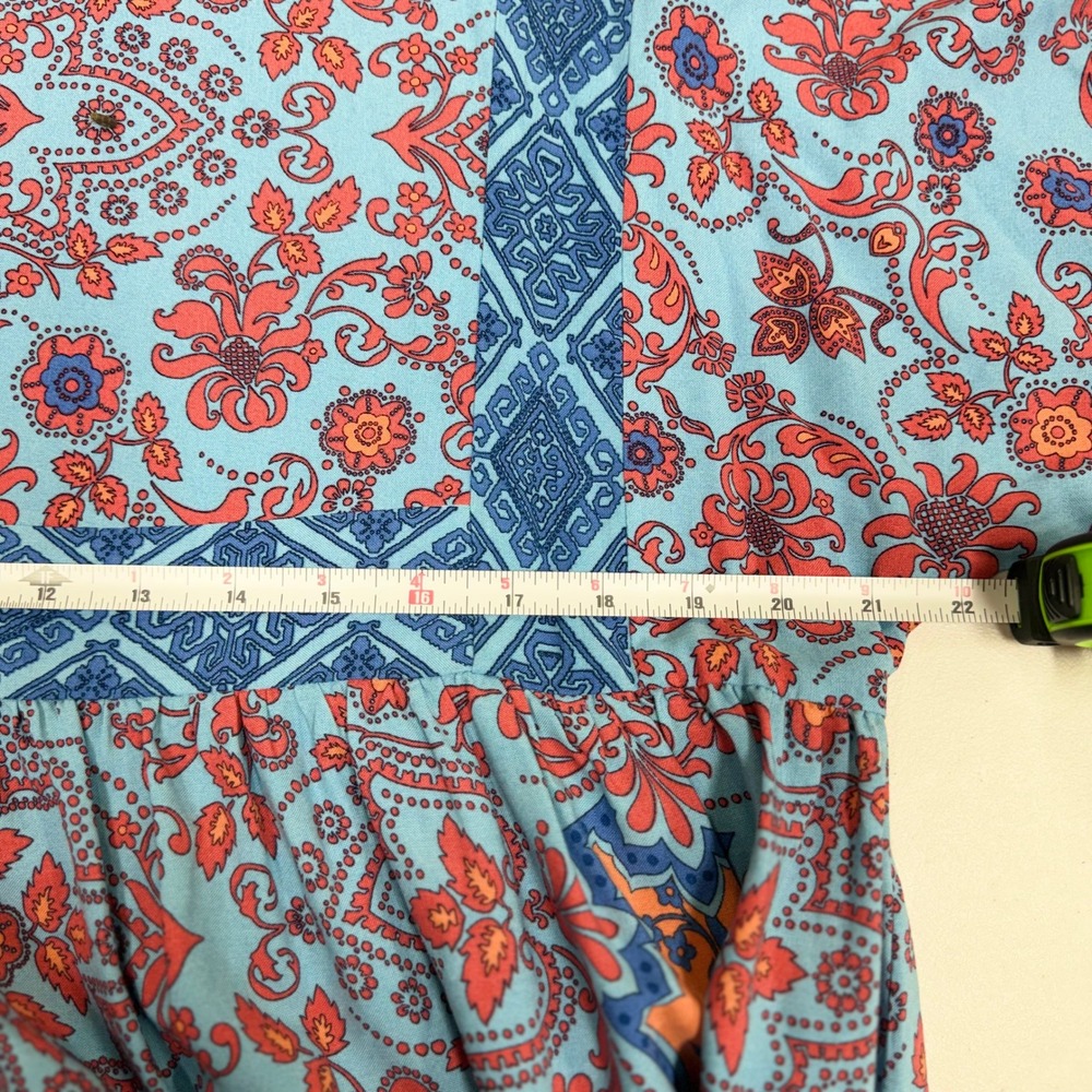 Signature by Robbie Bee Blue Orange Paisley Floral Kimono Sleeve Mini Dress XL - Picture 11 of 13
